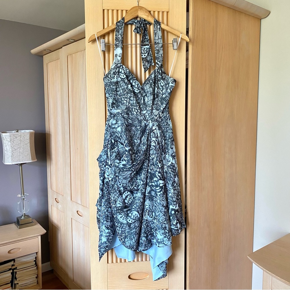 Vintage Alexander McQueen butterfly lace printed silk halter dress - Picture 5 of 12